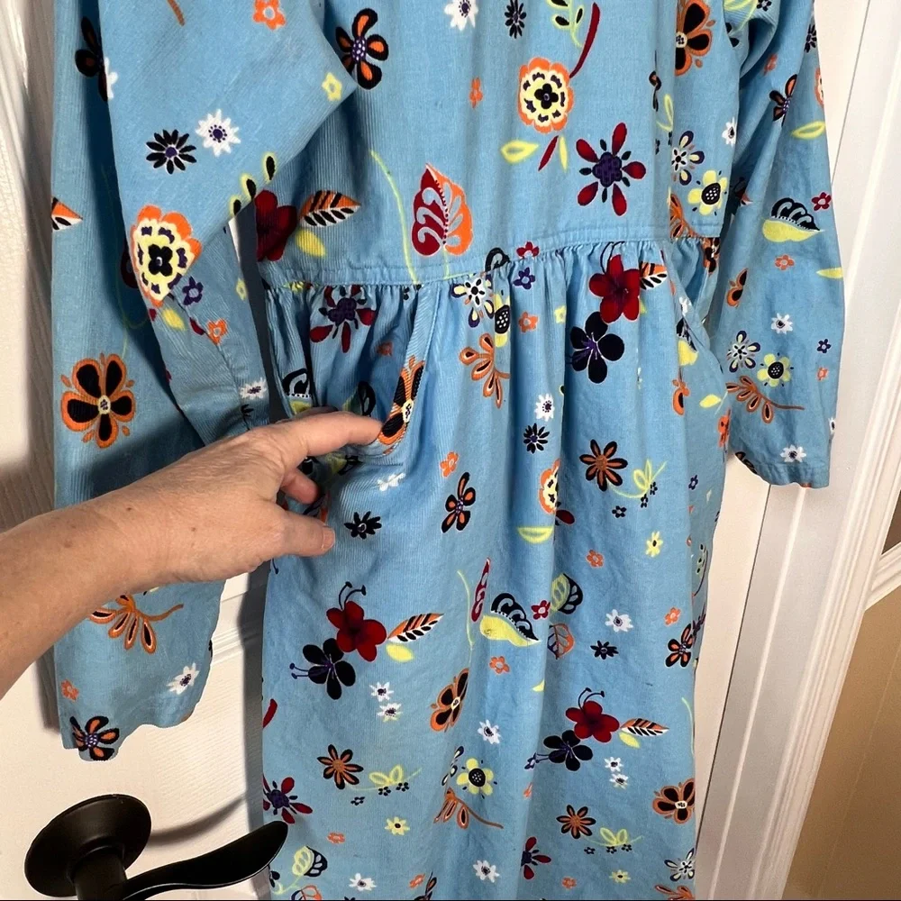 ⭐️ Vintage Hanna Anderson Corduroy Dress Near and Far sz 140 floral print